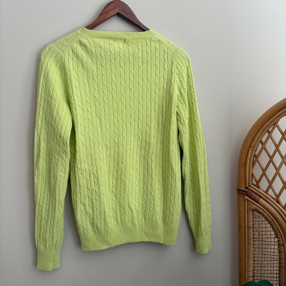 J.Crew Womens Cashmere Wool Blend Green Cable Knit Pullover Crewneck Sweater - Picture 4 of 6